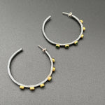 Oxidized Silver & Emerald Hoop Earrings - 1.75” diameterBORAEARRINGS