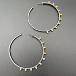 Oxidized Silver & Pearl Hoop Earrings - 2.5” diameterBORAEARRINGS