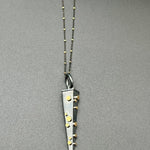 Oxidized Silver Pendulum with Bronze Dots NecklaceBORANECKLACES