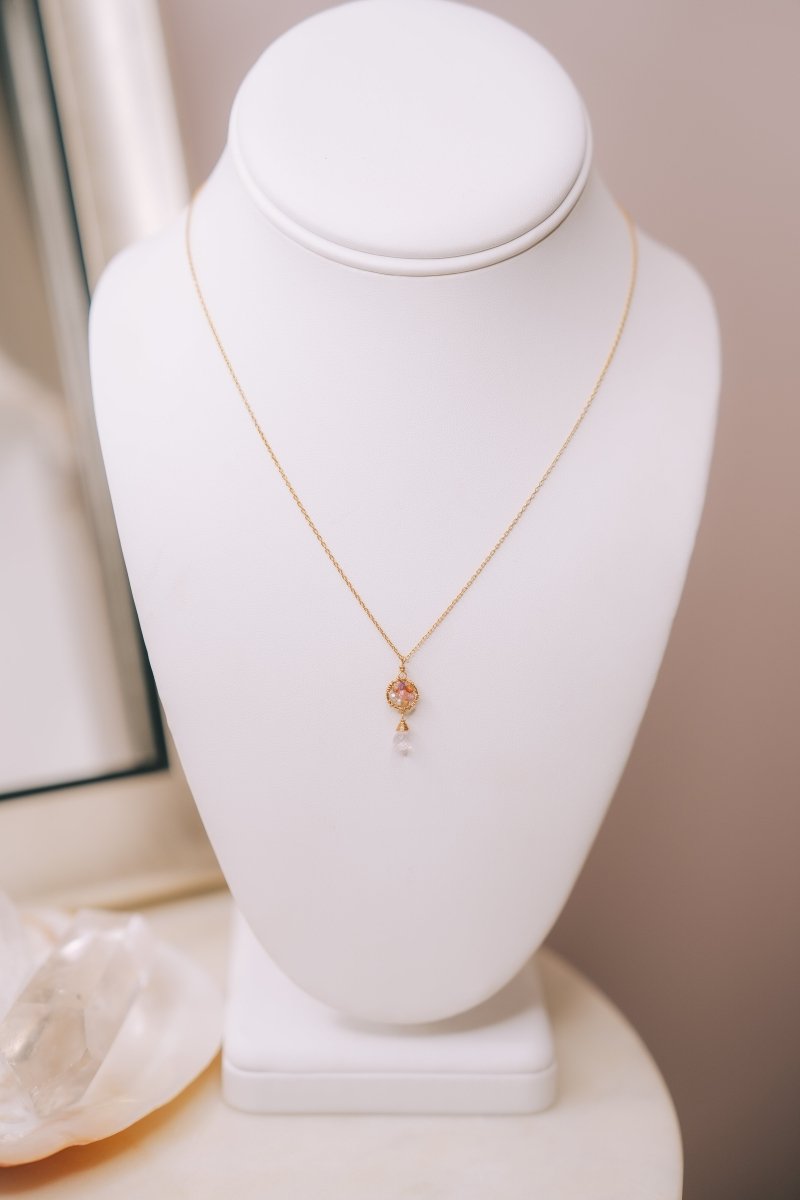 Peach & Rose Quartz Necklace #5174-RQ-GMichelle PresslerEarrings