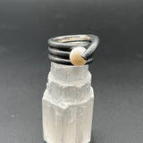 Pearl and Oxidized Silver RingBORARINGS