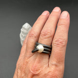 Pearl and Oxidized Silver RingBORARINGS