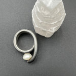 Pearl and Oxidized Silver RingBORARINGS