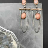 Pink Coral and Oxidized Silver Moving Earrings - 2” longBORAEARRINGS