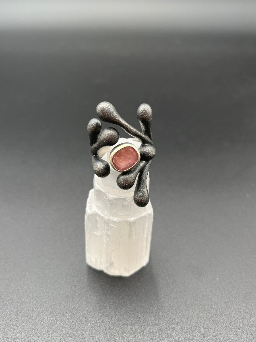 Pink Tourmaline in Oxidized Silver StatementBORARINGS