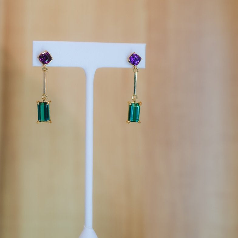Purple Garnet & Green Tourmaline EarringsWaterlight Jewelry Coearring