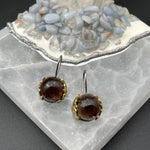 Round, Faceted Smoky Quartz Earrings - 1” longBORAEARRINGS