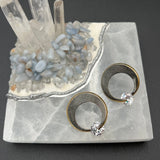 Round Silver and Gold and CZ Earrings - 1” roundBORAEARRINGS