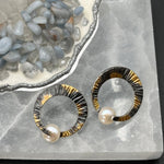 Round Silver and Gold and Pearl Earrings - 1” roundBORAEARRINGS
