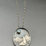 Sailing with a Black Pearl Moon NecklaceBORANECKLACES