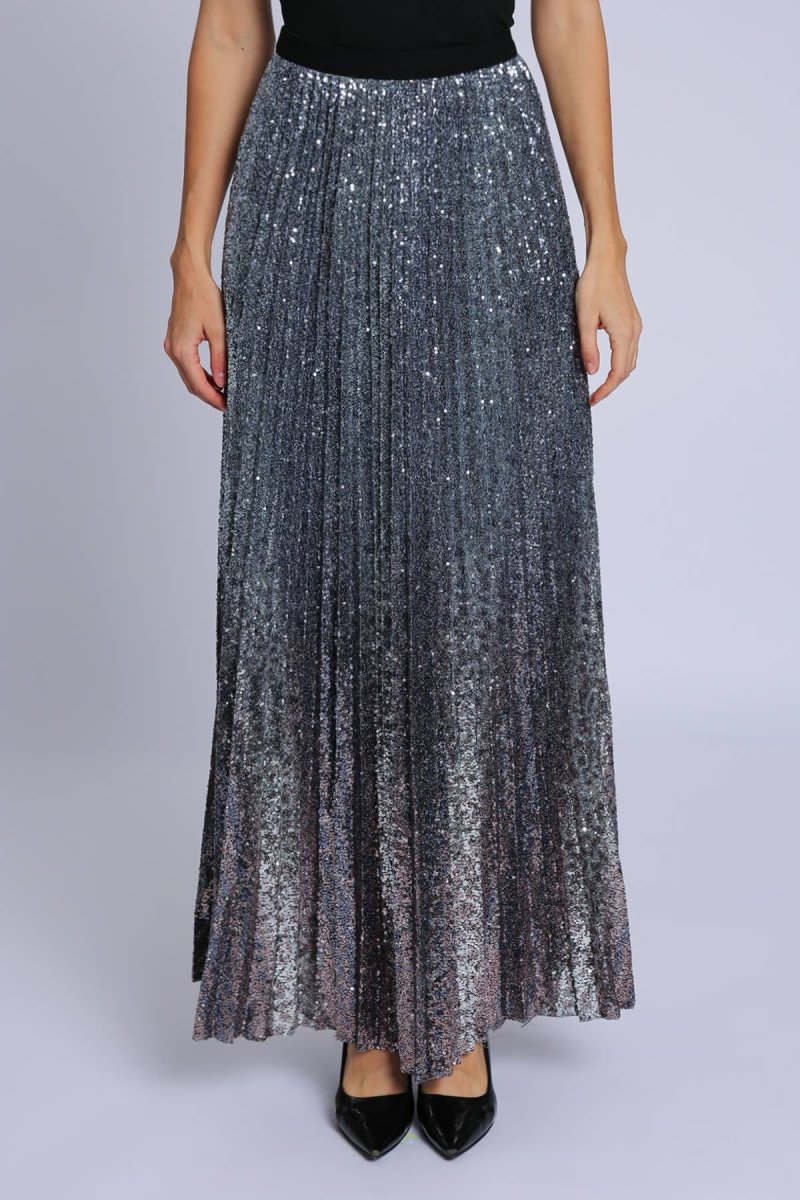 Sequined High - Waist A - Line Maxi SkirtBeulah StyleSKIRT