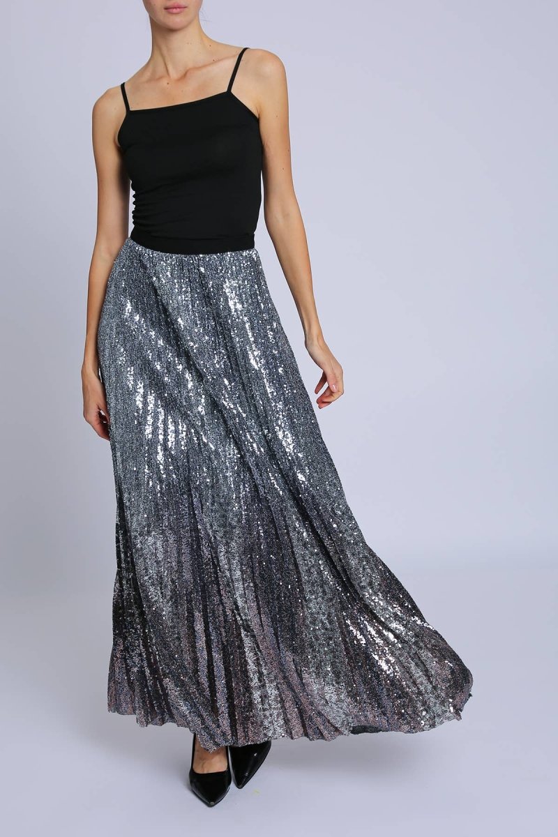 Sequined High - Waist A - Line Maxi SkirtBeulah StyleSKIRT