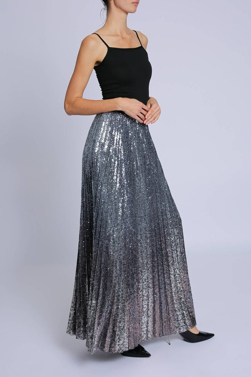 Sequined High - Waist A - Line Maxi SkirtBeulah StyleSKIRT