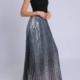 Sequined High - Waist A - Line Maxi SkirtBeulah StyleSKIRT