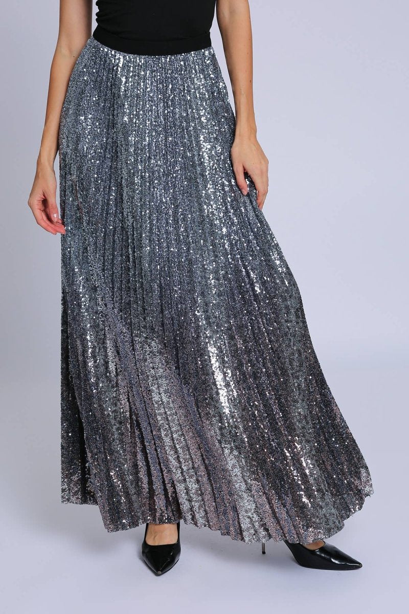 Sequined High - Waist A - Line Maxi SkirtBeulah StyleSKIRT