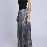 Sequined High - Waist A - Line Maxi SkirtBeulah StyleSKIRT