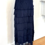 Silk Skirt with Raw Edge Chiffon: Taupe and Navy / One SizeDance in ParisSKIRT