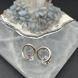 Silver Circle Earrings with CZ - 1/2” circleBORAEARRINGS