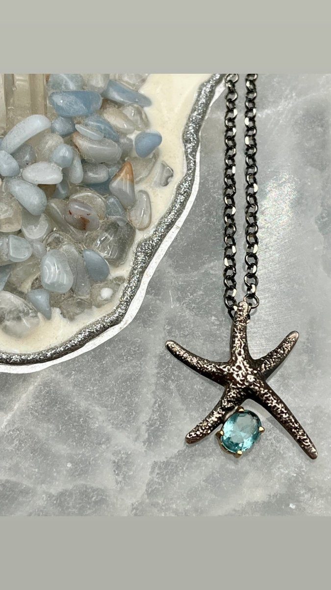 Starfish with Blue Topaz NecklaceBORANECKLACES