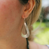 Sterling Silver Long Hammered Teardrop with Cutout EarringsJinjaEARRINGS