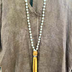 Surf N Turf - Pearls and Deer Hide Long necklaceMelody Vintage JewelryNECKLACES