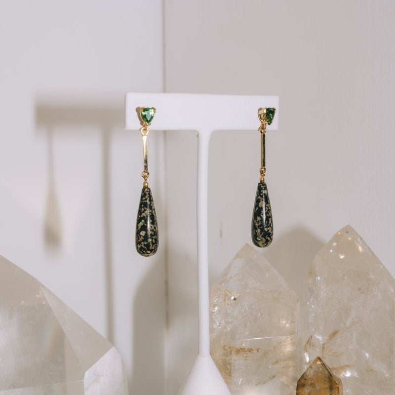 Tsavorite Garnet & Leopard Opal EarringsWaterlight Jewelry Coearring