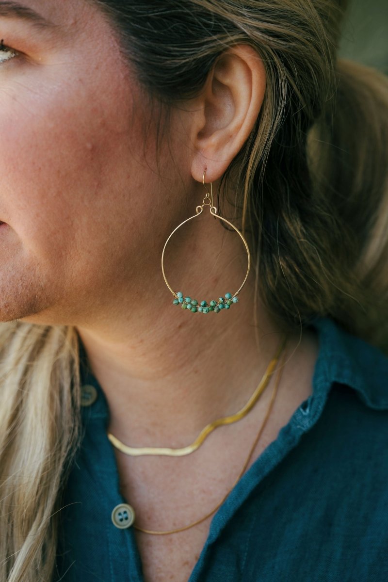 Turquoise Hoops - Bottom Wrap #1552James & JezebelleEARRINGS