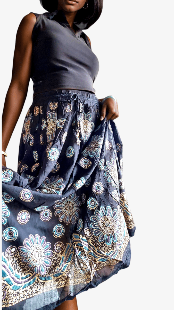Women Sequin Wrinkled SkirtIndia Batikskirt