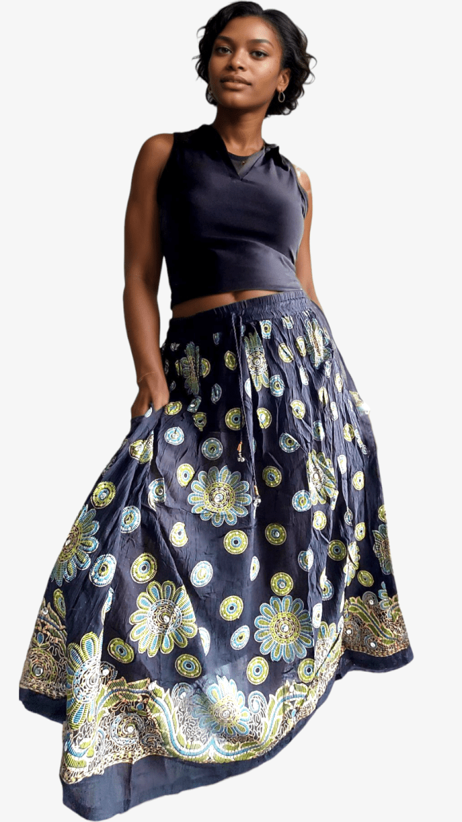 Women Sequin Wrinkled SkirtIndia Batikskirt
