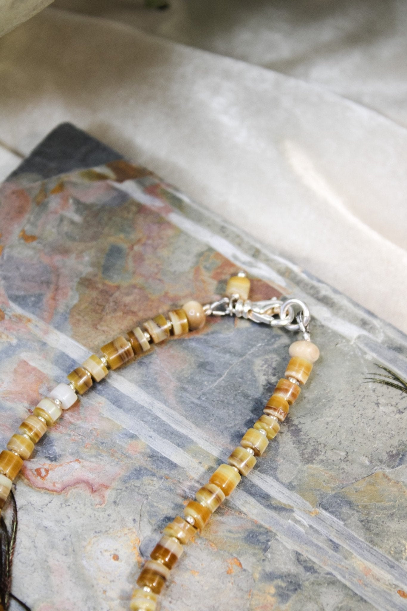 22k Gold and Fossil Necklace #822FosilartNecklace