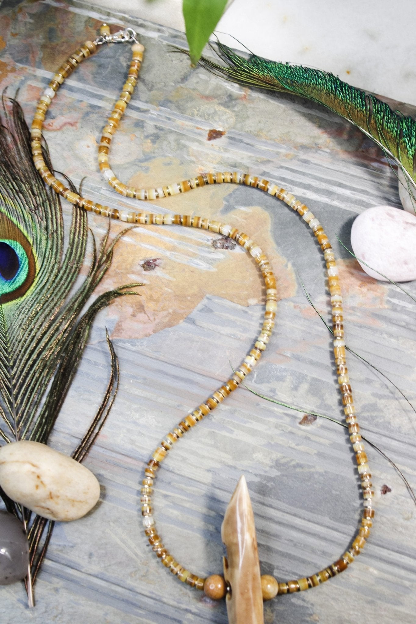 22k Gold and Fossil Necklace #822FosilartNecklace