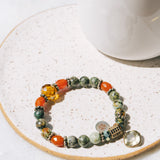 African Turquoise & Orange Lucite Beaded Bracelet #1J.GainoBracelet