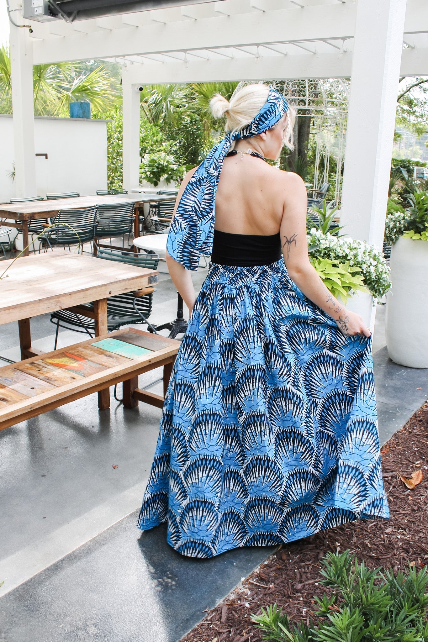 African Wax Cotton Skirt- Blue/ BlackRare FindsSkirt
