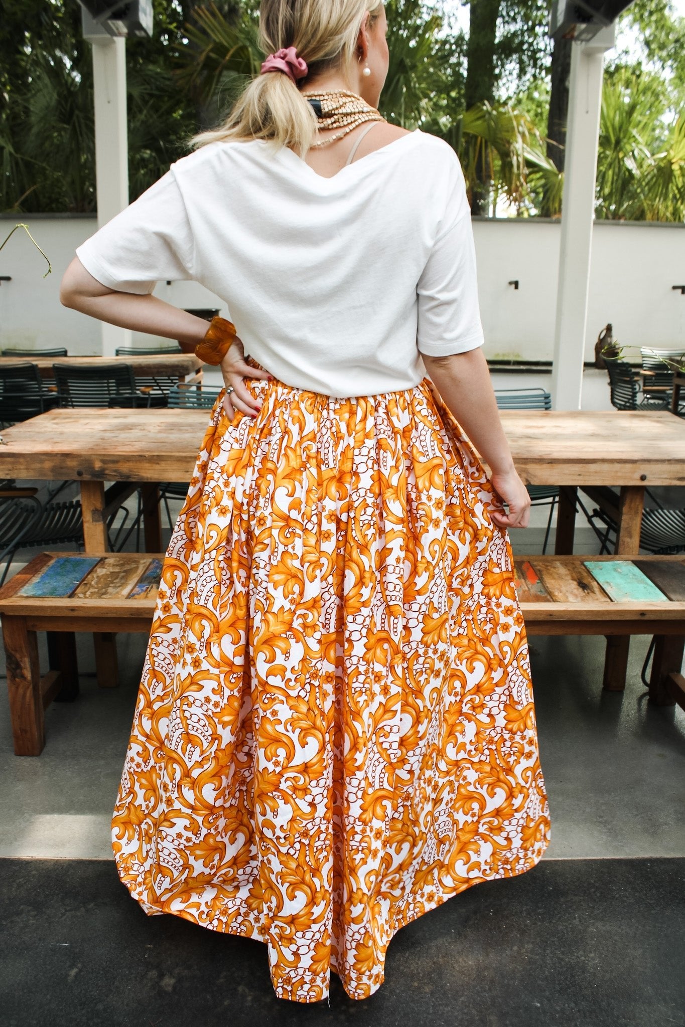 African Wax Cotton Skirt- Gold/ FloralRare FindsSkirt
