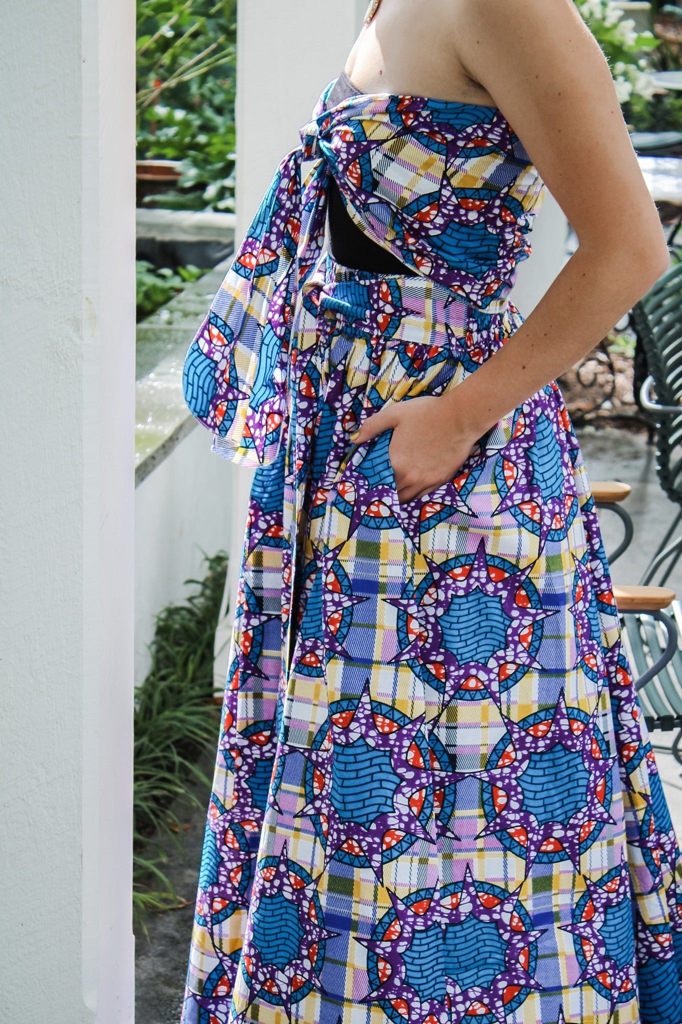 African Wax Cotton Skirt- Purple/ BlueRare FindsSkirt