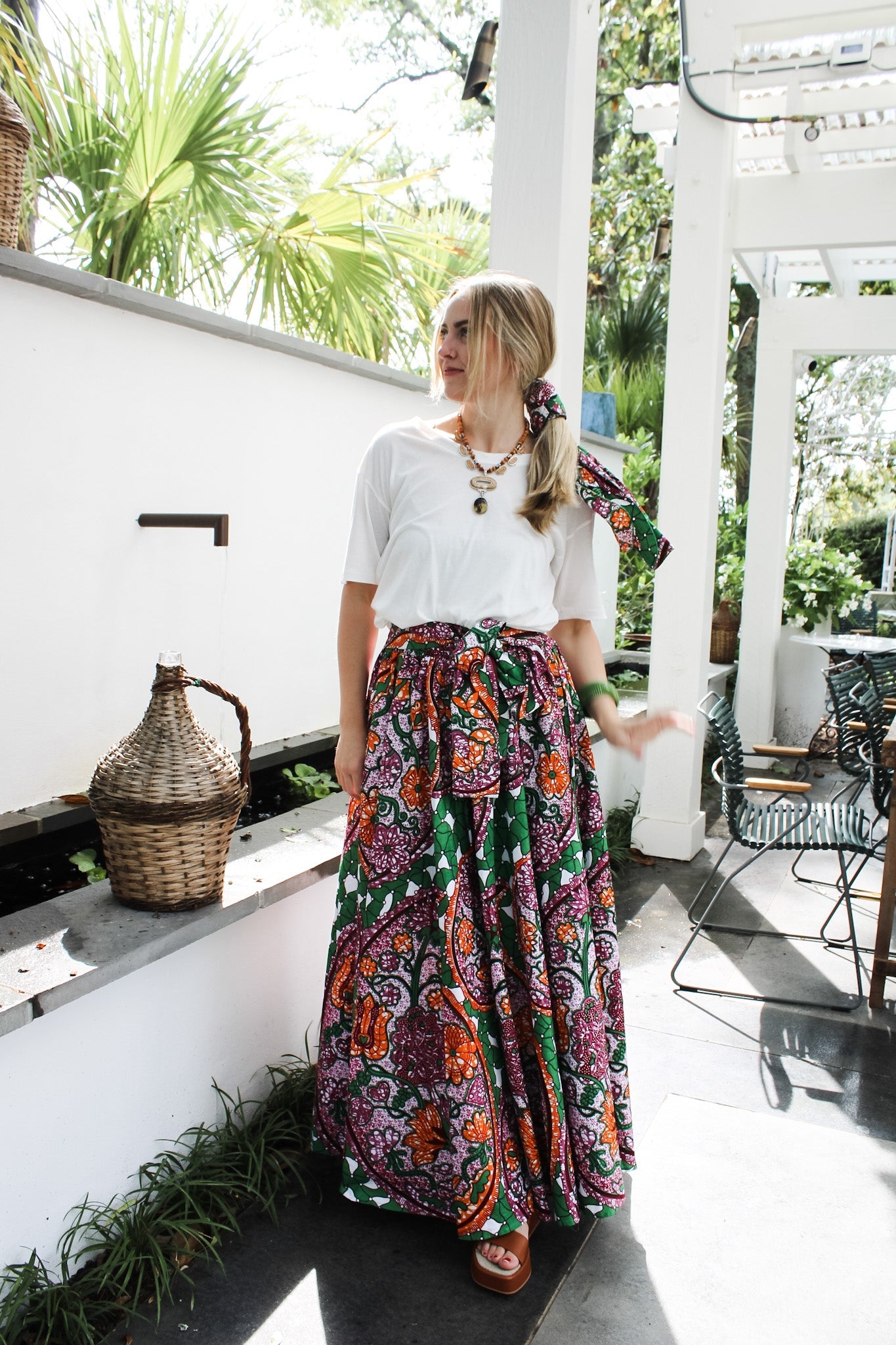 African Wax Cotton Skirt- Purple/ OrangeRare FindsSkirt