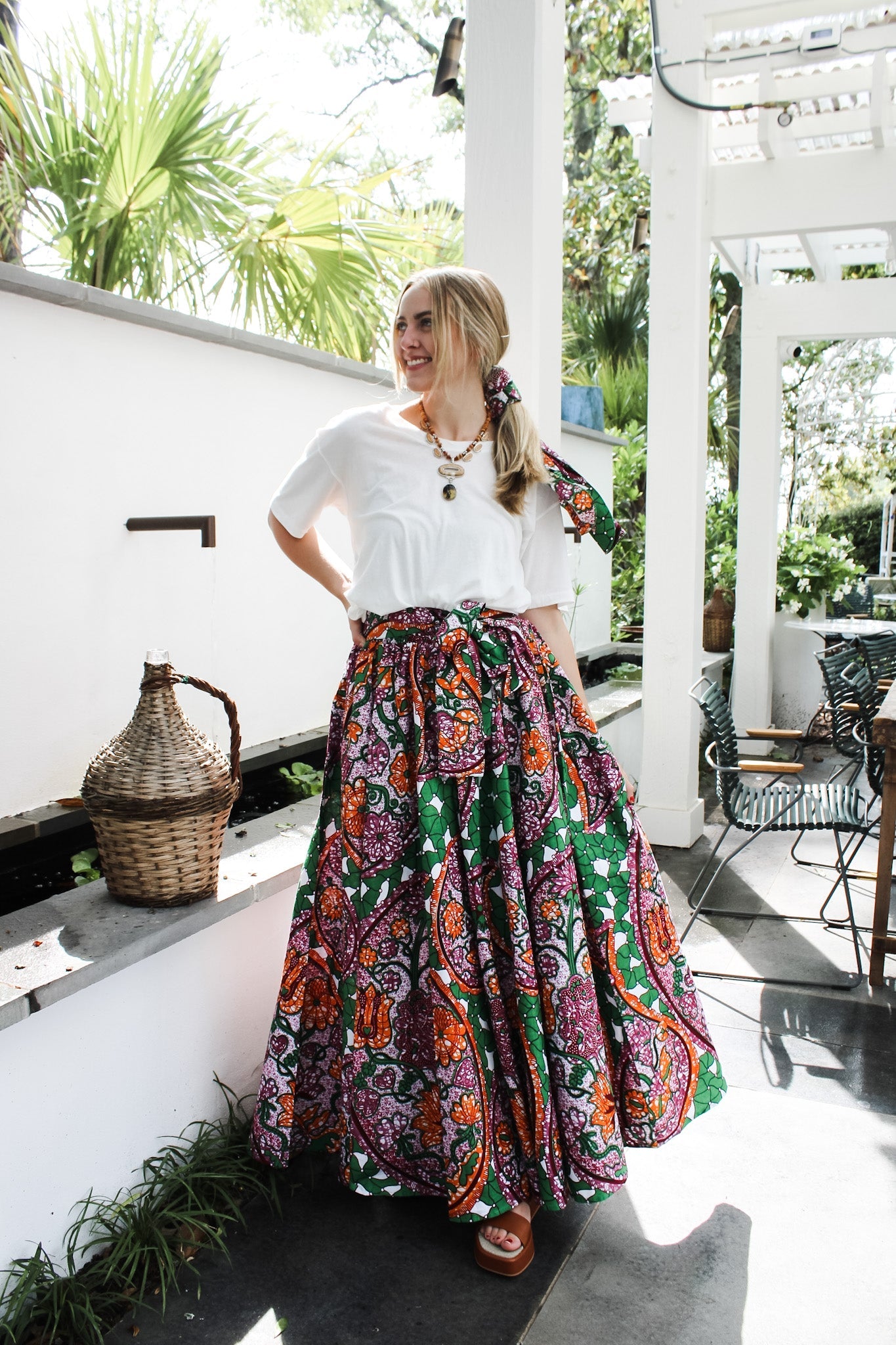African Wax Cotton Skirt- Purple/ OrangeRare FindsSkirt