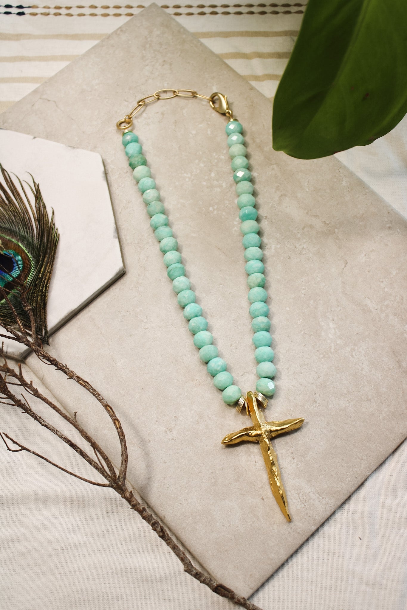 Amazonite Hammered Cross NecklaceRobin JacksonNecklaces
