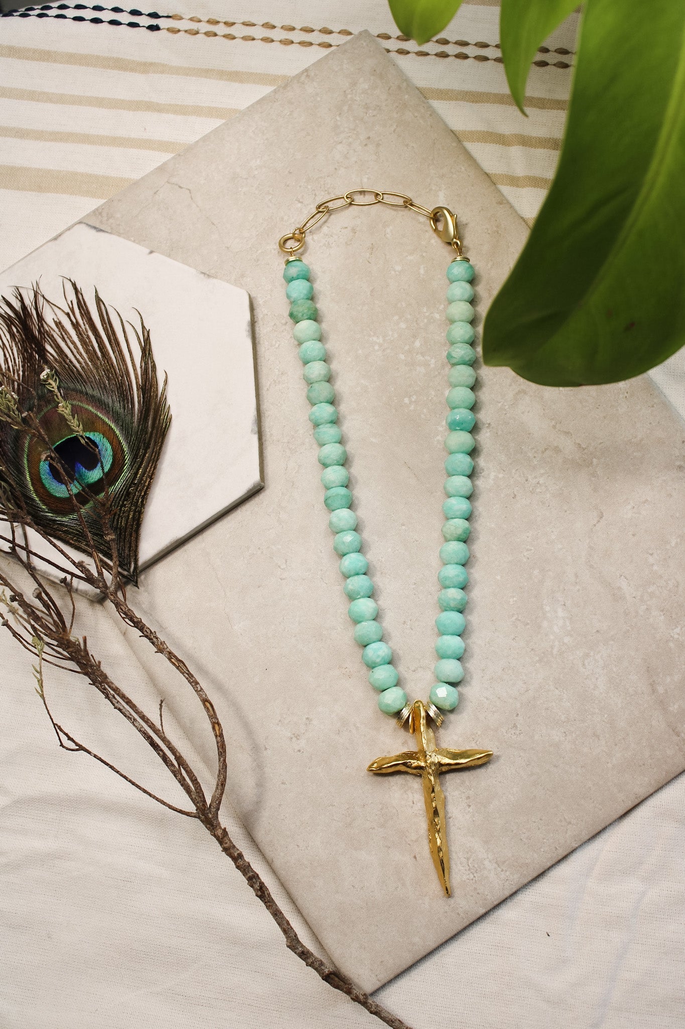 Amazonite Hammered Cross NecklaceRobin JacksonNecklaces