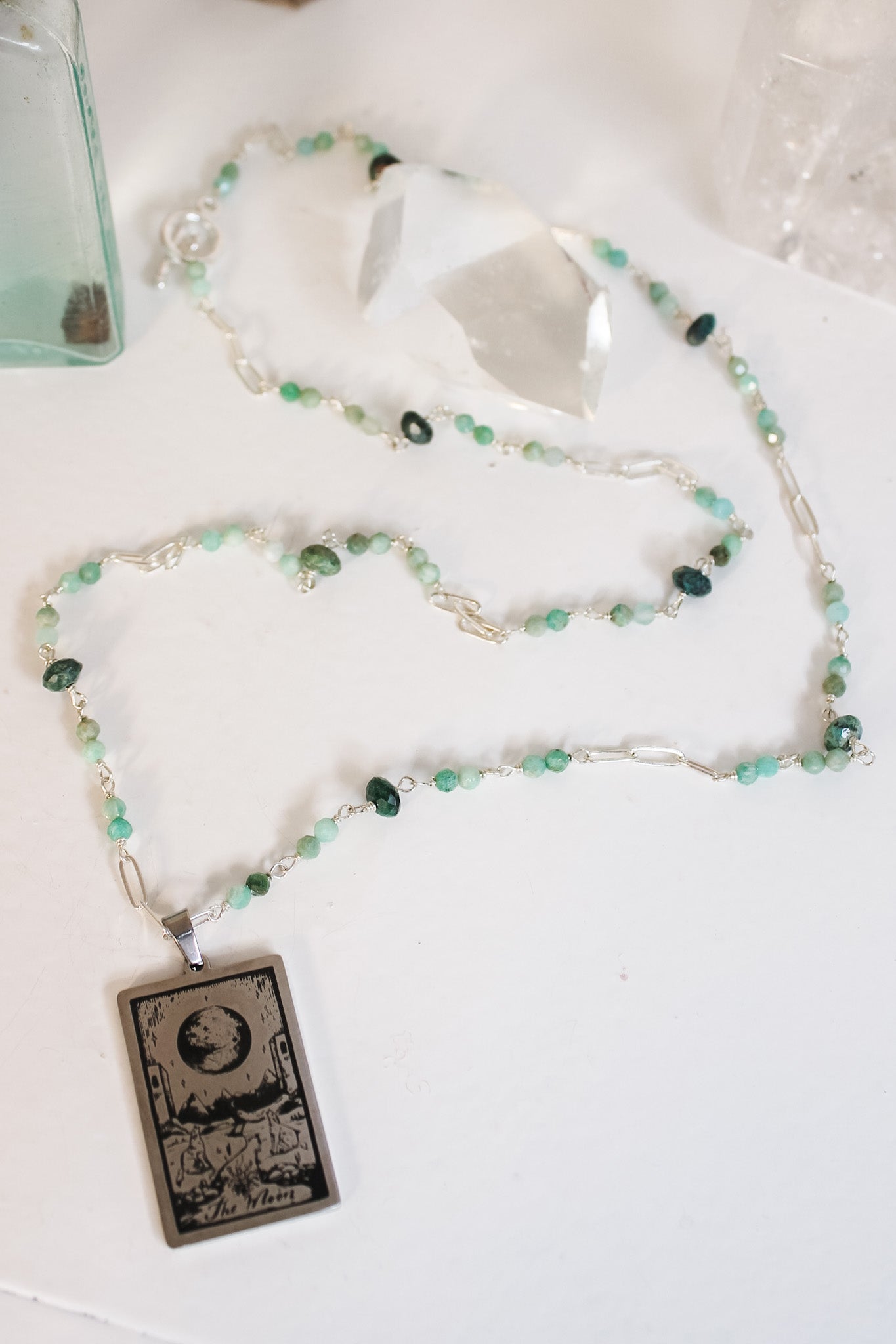 Amazonite Silver Moon Tarot NecklaceBeth ZinkNecklaces