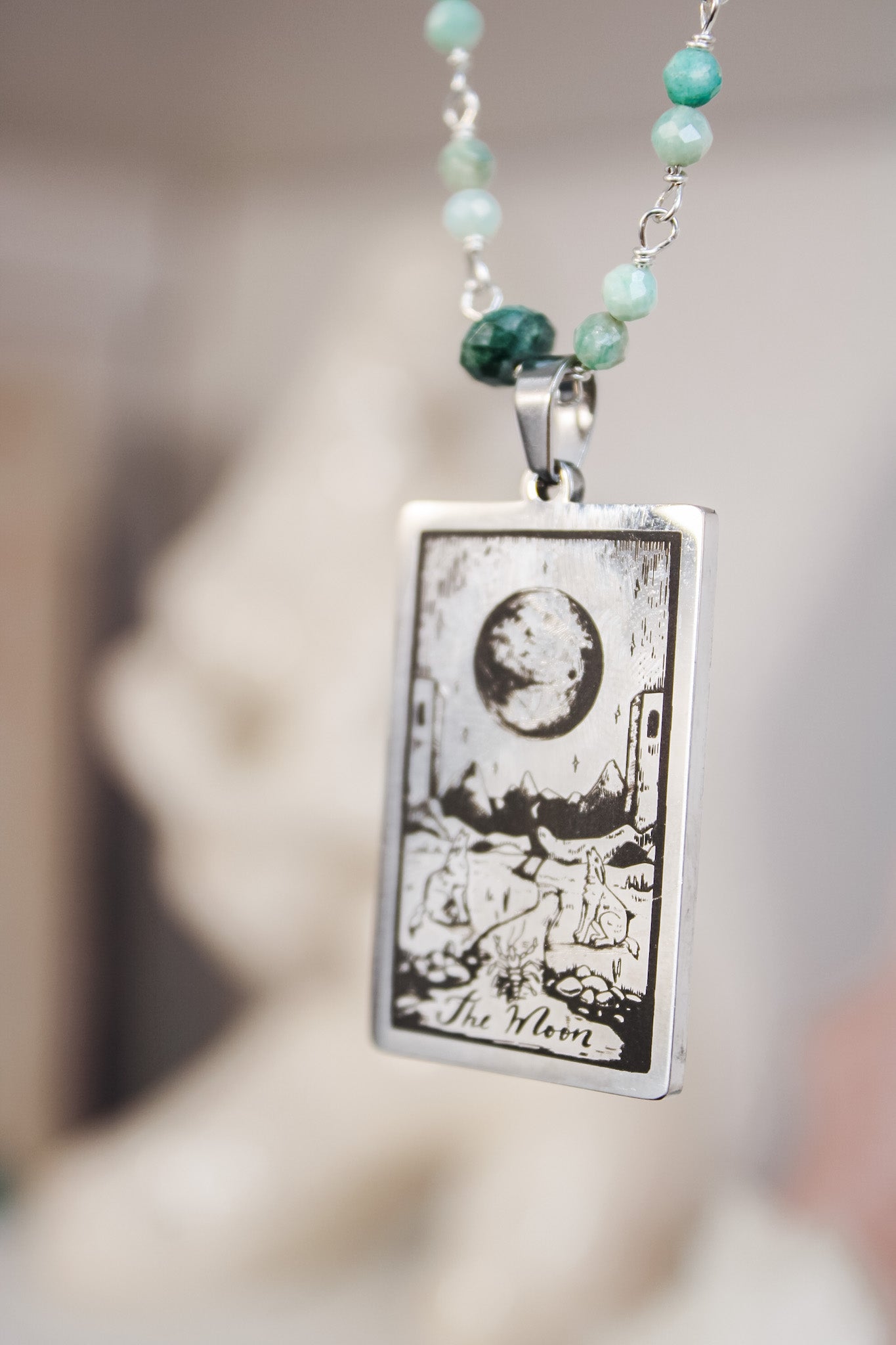 Amazonite Silver Moon Tarot NecklaceBeth ZinkNecklaces