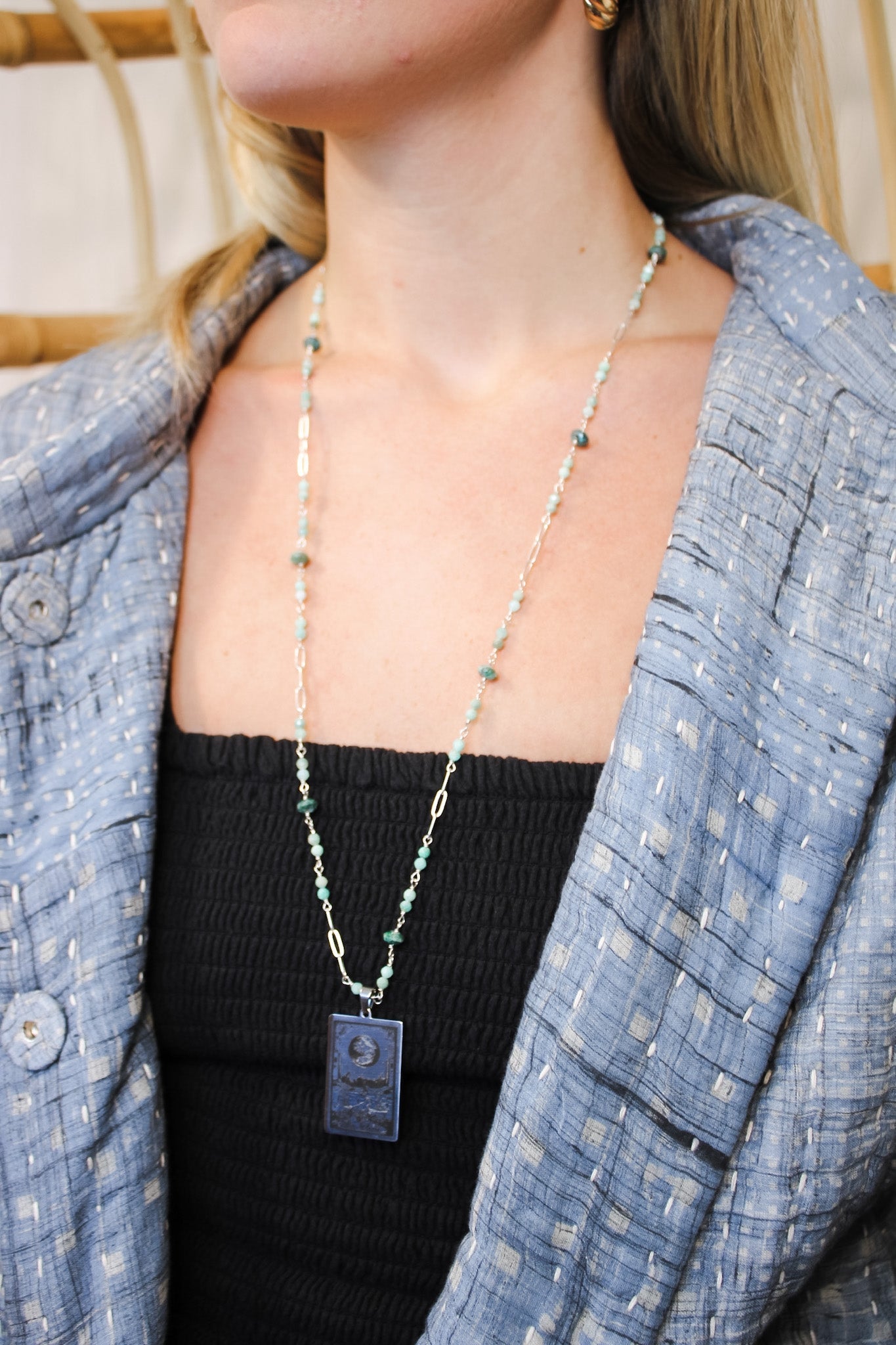 Amazonite Silver Moon Tarot NecklaceBeth ZinkNecklaces