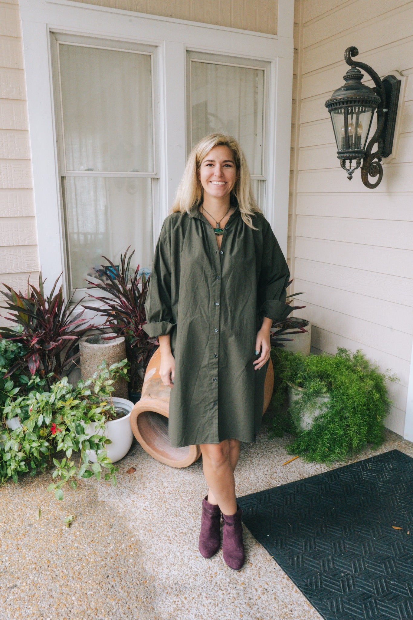 Antik Red Cross Shirt Dress with Pockets- GreenGallego DesportesDress