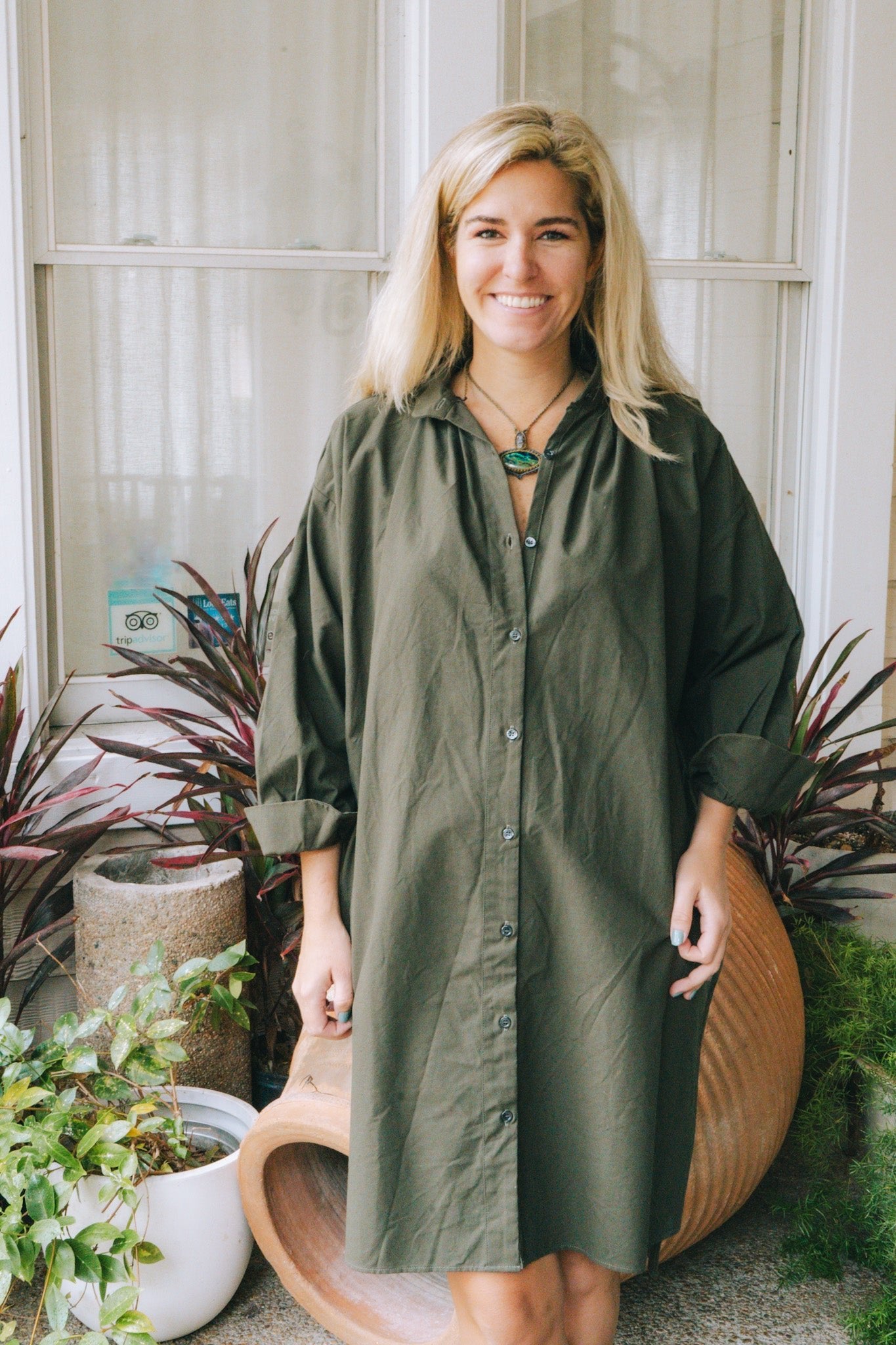 Antik Red Cross Shirt Dress with Pockets- GreenGallego DesportesDress