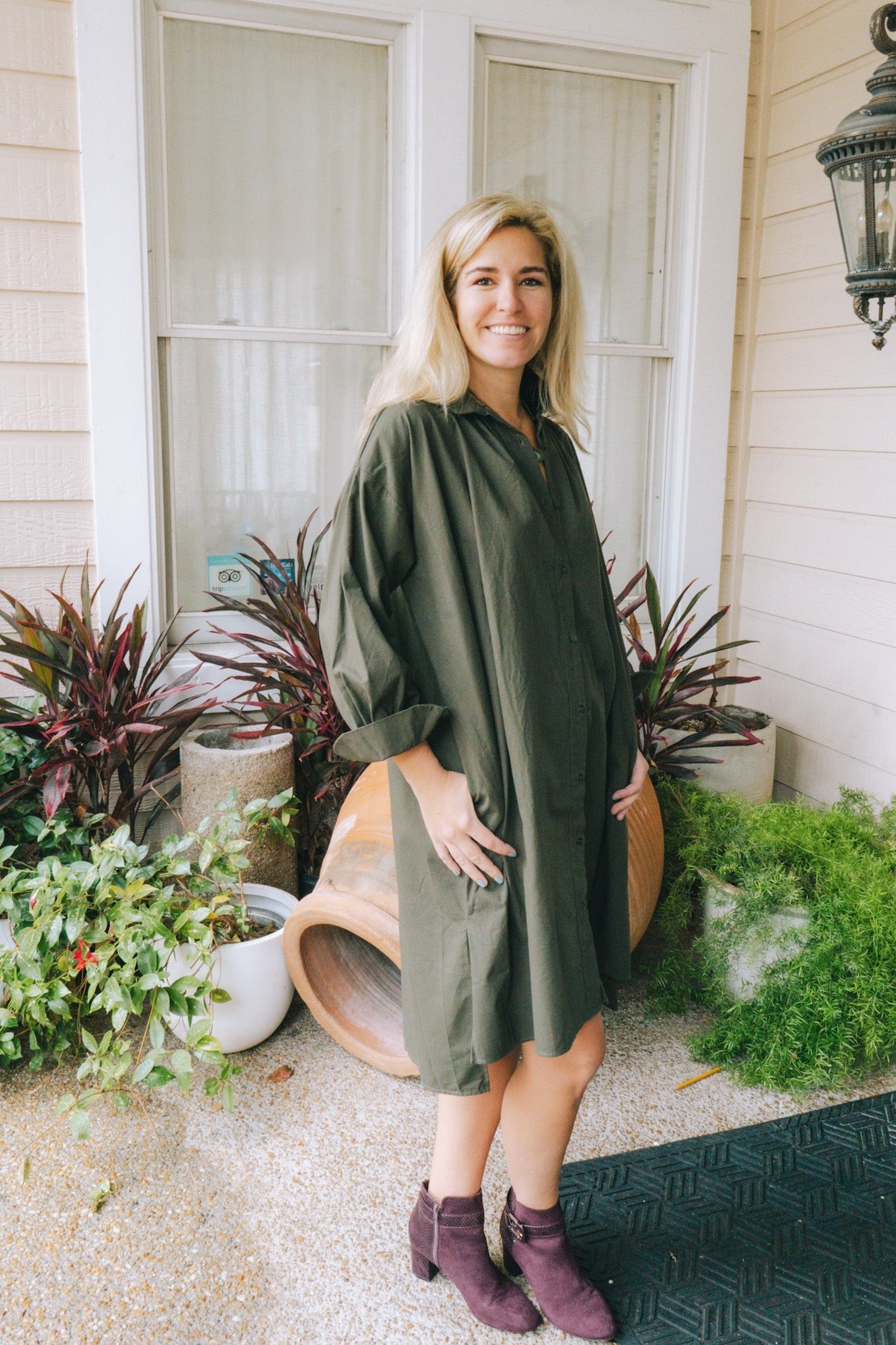 Antik Red Cross Shirt Dress with Pockets- GreenGallego DesportesDress