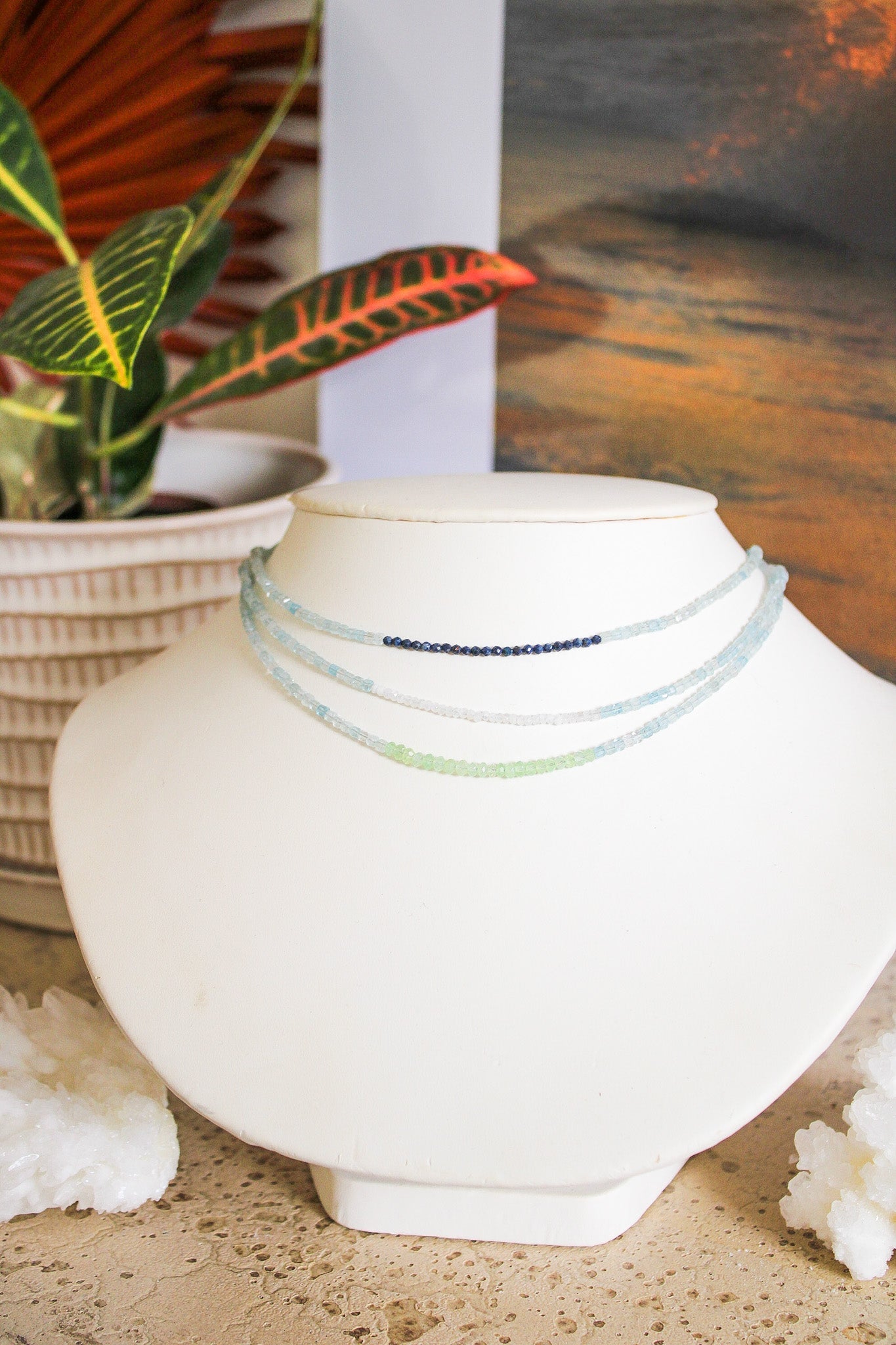 Aquamarine Gemstone Accent NecklaceZiabirdNecklaces