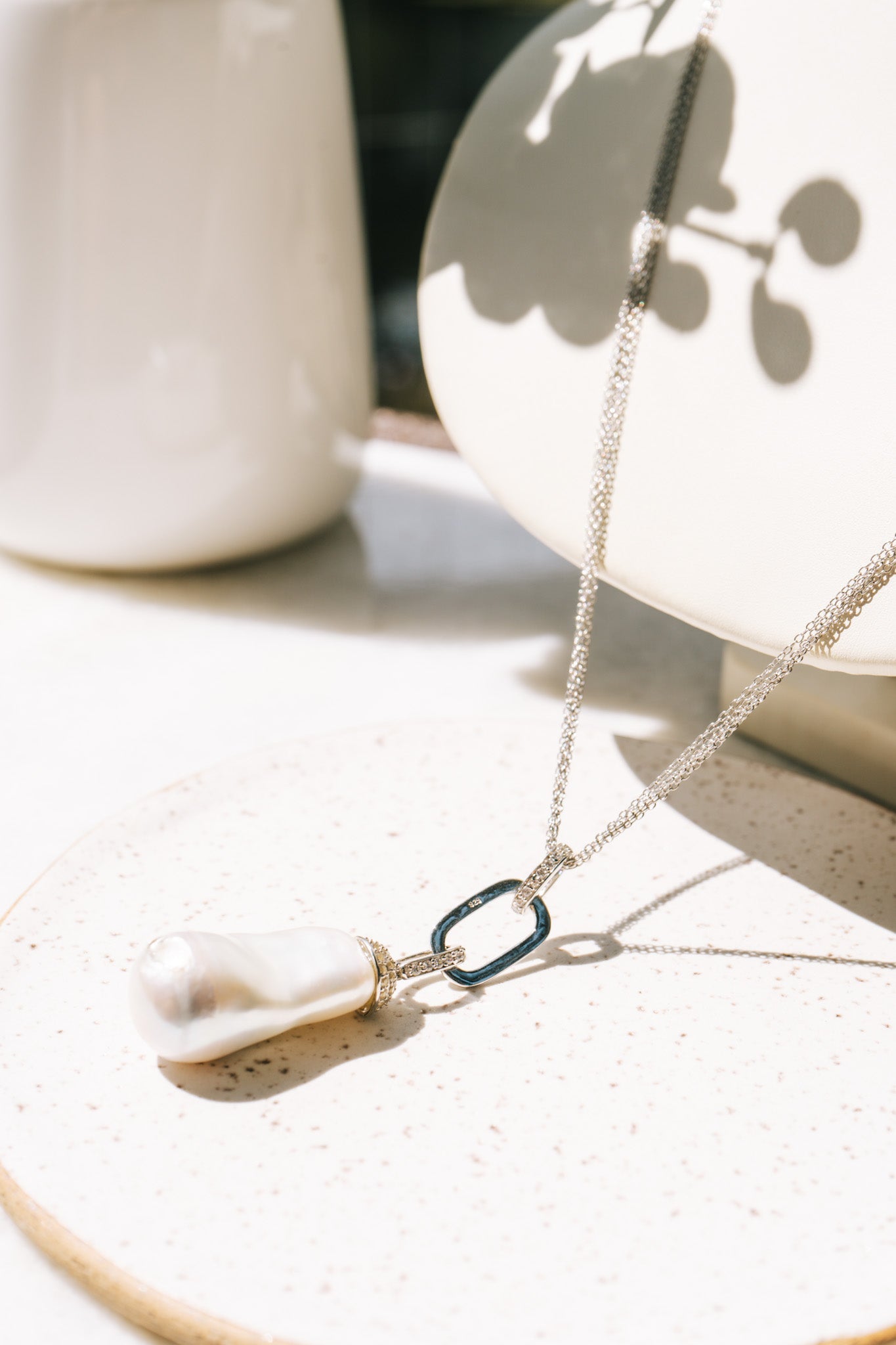 Baroque Pearl and Silver Chain NecklaceJinjaNecklace