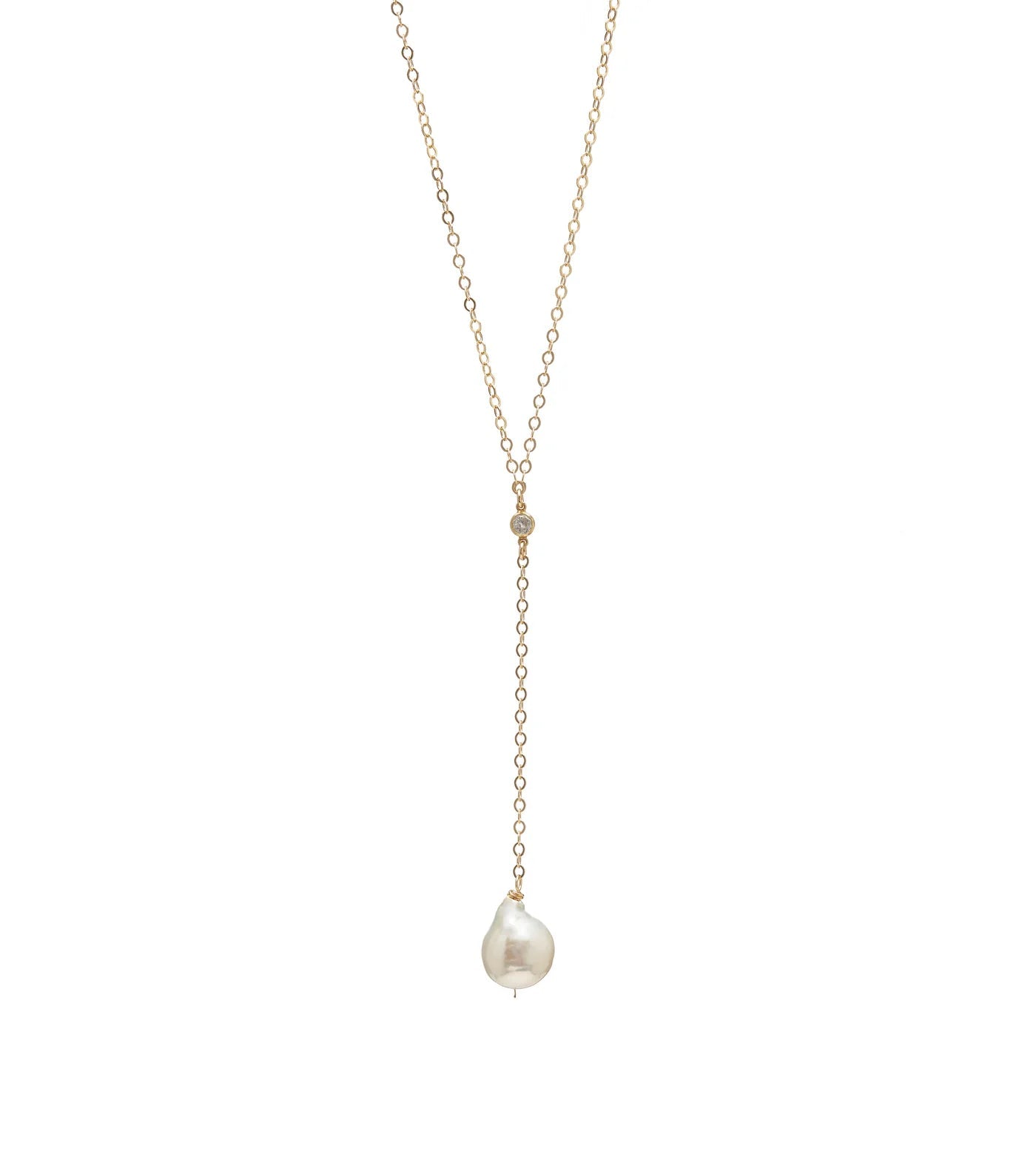 Baroque Pearl & CZ LariatKenda KistNecklace
