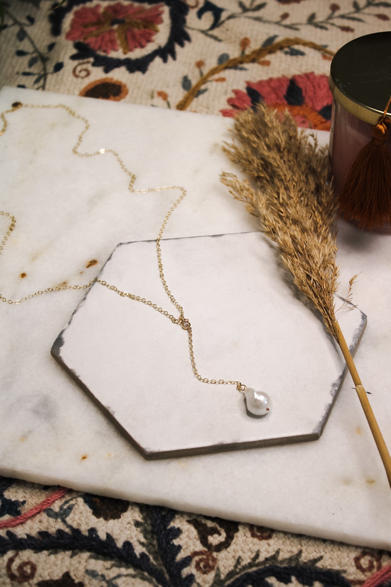 Baroque Pearl & CZ LariatKenda KistNecklace
