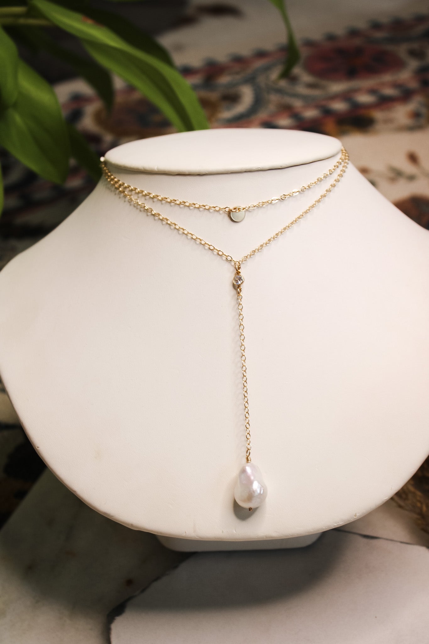 Baroque Pearl & CZ LariatKenda KistNecklace